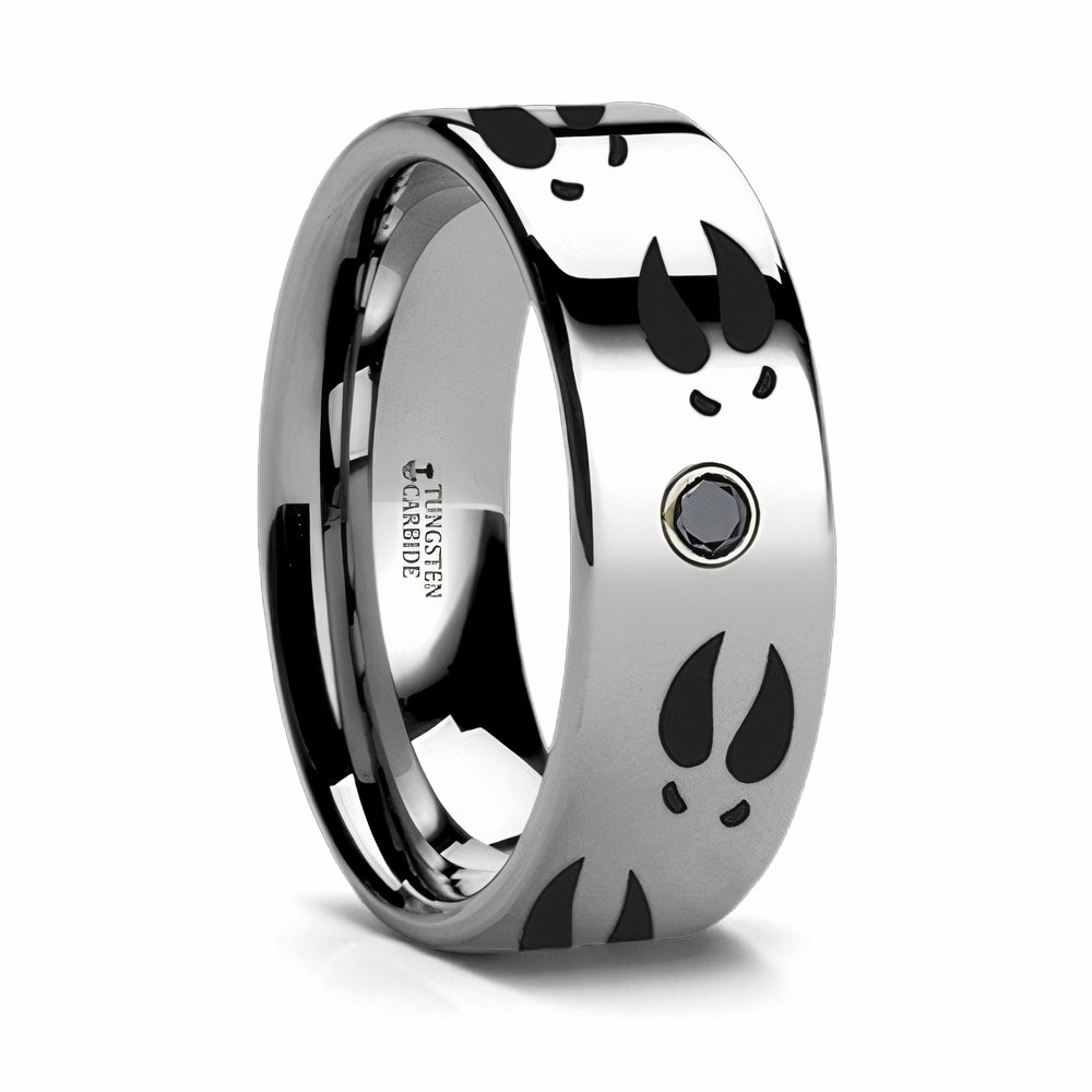 Deer Track Ring with Black Diamond 