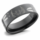 Deer Track and Antlers Ring - Zirconium 8mm 