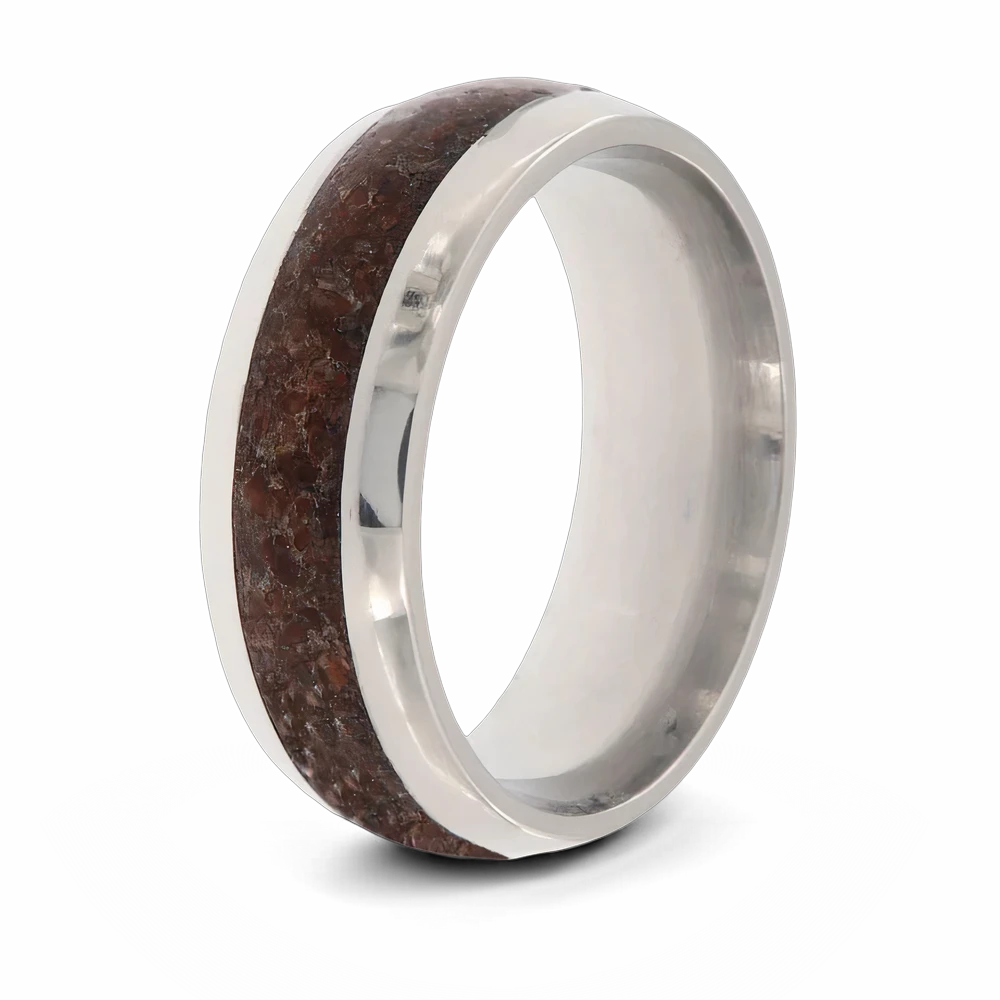 Dinosaur Bone Wedding Band - 8mm Domed 