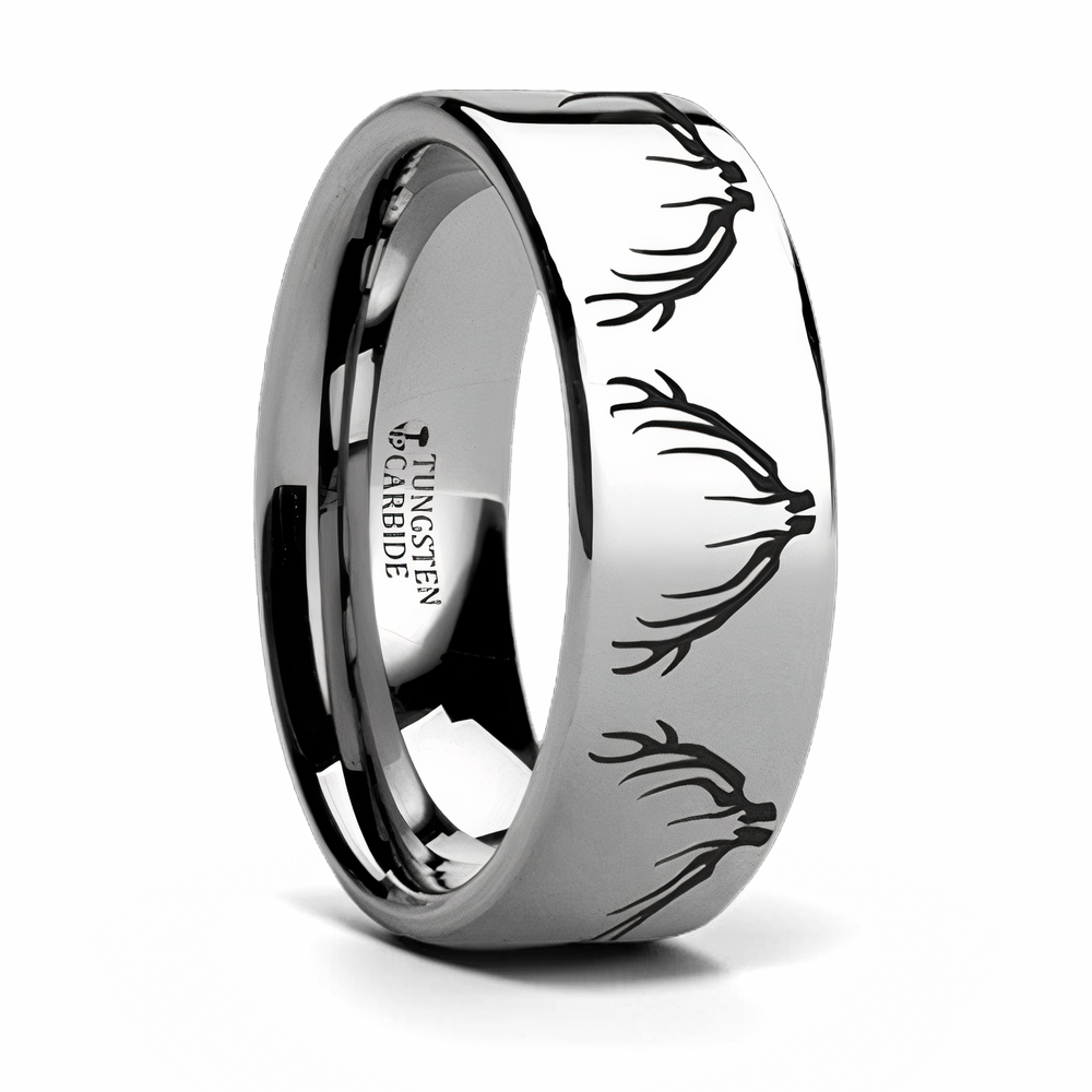 Elk Antler Print Ring in Tungsten 