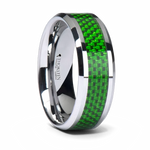 Emerald Green Carbon Fiber Inlay Ring 