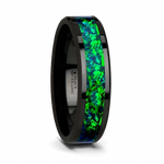 Emerald Green & Sapphire Blue Opal Inlay Ring in Ceramic 