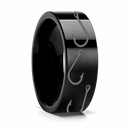 Fish Hook Pattern Ring Black Tungsten 