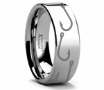 Fish Hook Pattern Ring Tungsten 