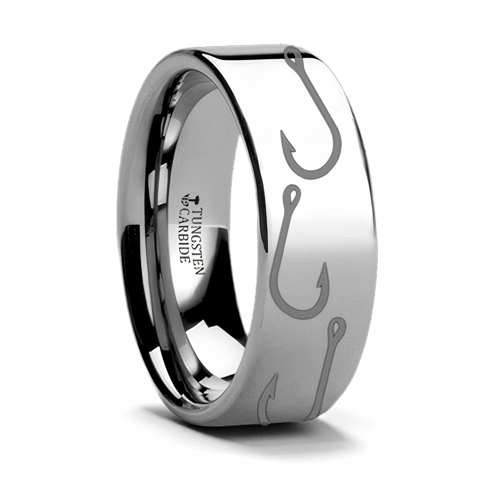 Fish Hook Pattern Ring Tungsten 