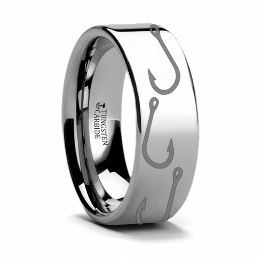 Fish Hook Pattern Ring Tungsten 