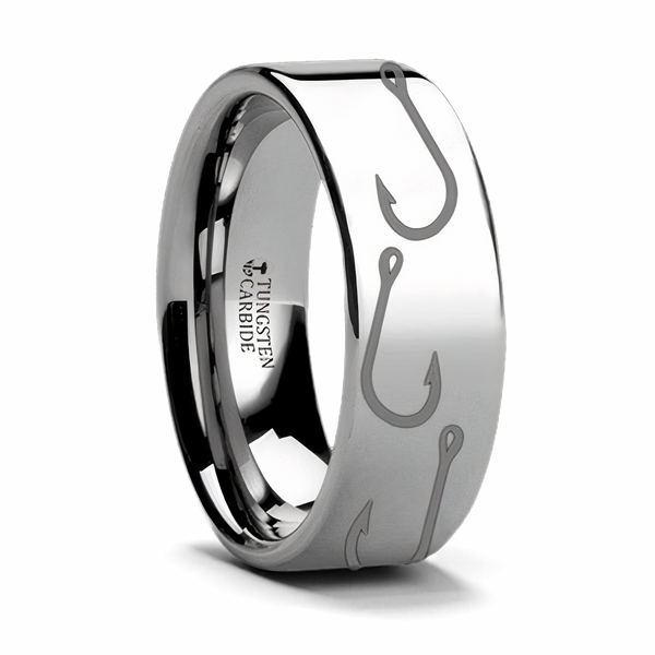 Fish Hook Pattern Ring Tungsten 