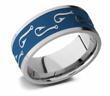 Fish Hook Pattern Ring with Blue Background - Camo Ever After