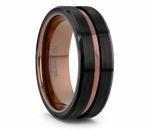 Flat Tungsten Ring with Expresso Grooved Center 