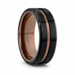 Flat Tungsten Ring with Expresso Grooved Center 