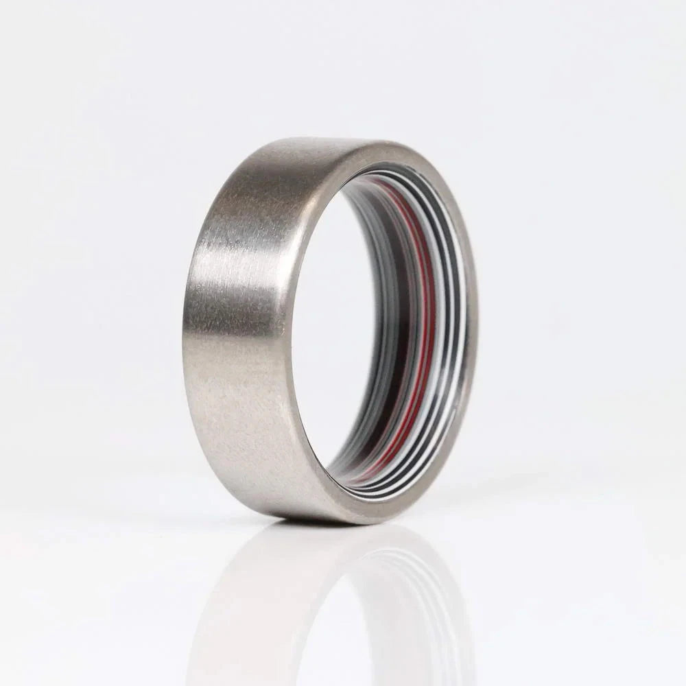 Fordite Ring with Titanium Exterior 