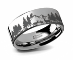 Forest Scene Ring with Animals and Trees - Tungsten  6mm - 10mm 
