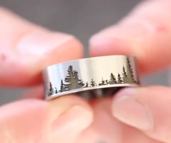 Forest Wedding Ring with Trees - 9mm 