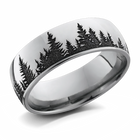 Forest Wedding Ring with Trees - Cobalt 8mm 