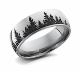 Forest Wedding Ring with Trees - Cobalt 8mm 