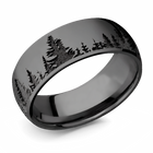 Forest Tree Line Ring, Black on Black - Zirconium 