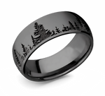 Forest Tree Line Ring, Black on Black - Zirconium 