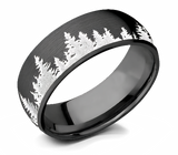Forest Tree Line Ring - Zirconium 8mm 