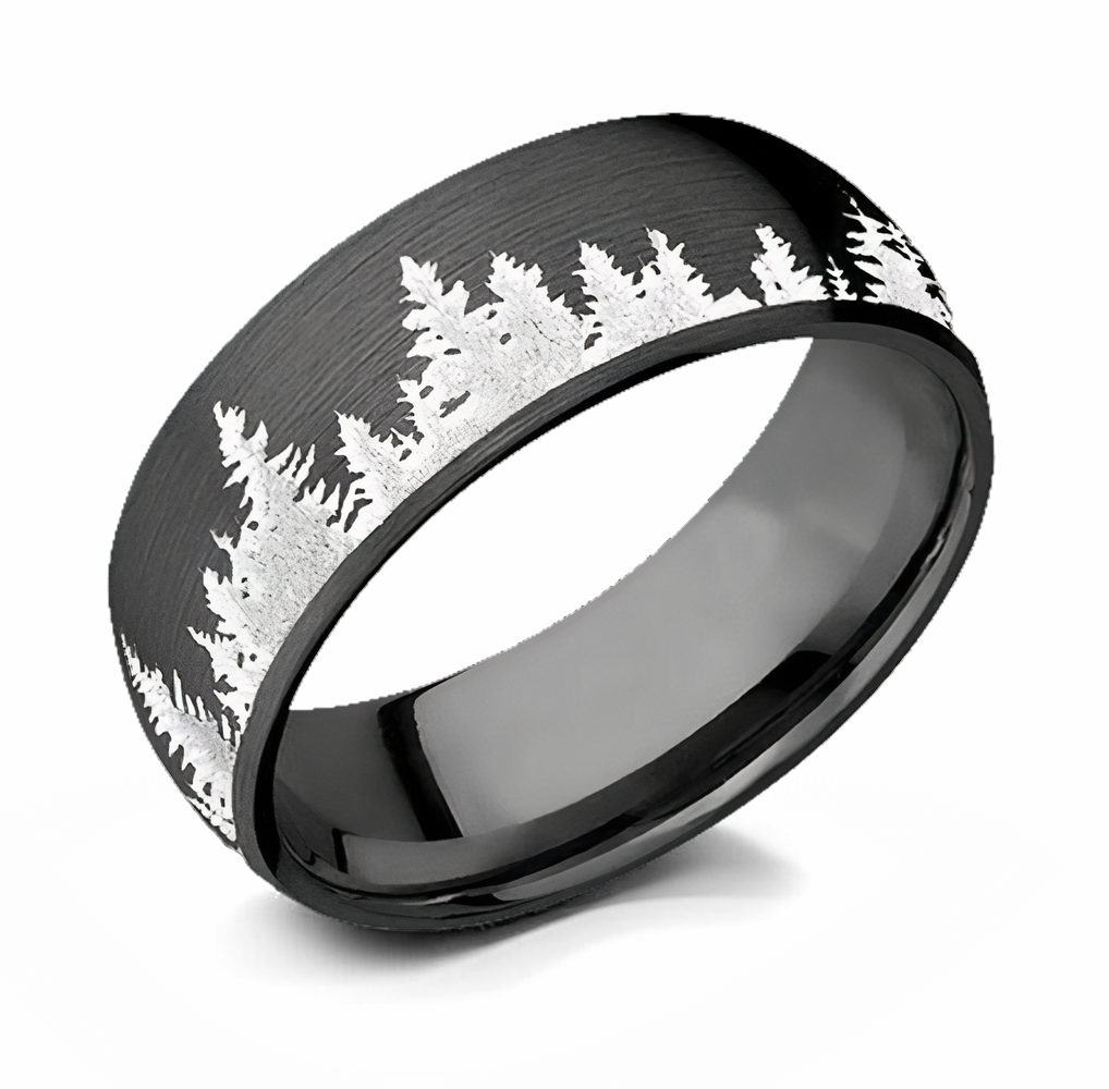 Forest Tree Line Ring - Zirconium 8mm 