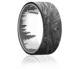 Forged Carbon Fiber Ring with Forest Line Inside Engraving 