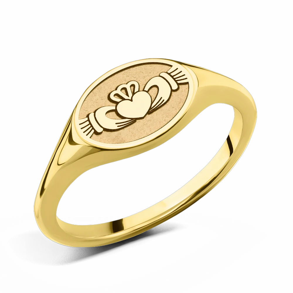 gold claddagh signet ring