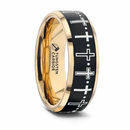 Gold Plated Ring with Crosses and Black Center 