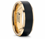 Gold Plated Tungsten Ring with Brushed Black Center 