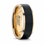 Gold Plated Tungsten Ring with Brushed Black Center 