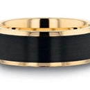 Gold Plated Tungsten Ring with Brushed Black Center 