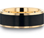 Gold Plated Tungsten Ring with Brushed Black Center 
