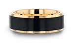 Gold Plated Tungsten Ring with Brushed Black Center 