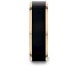 Gold Plated Tungsten Ring with Brushed Black Center 