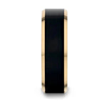 Gold Plated Tungsten Ring with Brushed Black Center 