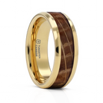 Gold Plated Tungsten Whiskey Barrel Ring 