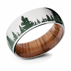 Green Tree Line Ring with Koa Wood Sleeve 