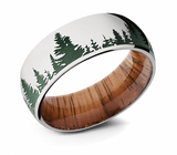 Green Tree Line Ring with Koa Wood Sleeve 