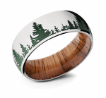 Green Tree Line Ring with Koa Wood Sleeve 
