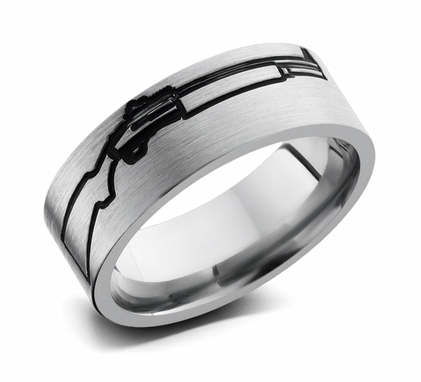 Gun Pattern Hunting Ring - Titanium 8mm 