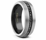 Gunmetal Tungsten Ring with Black Sapphires 