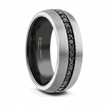 Gunmetal Tungsten Ring with Black Sapphires 
