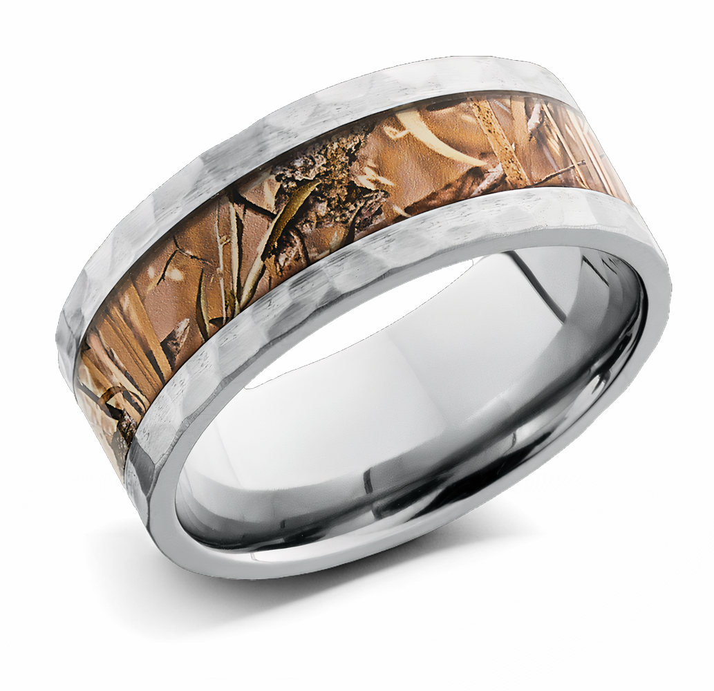 King's Woodland Camo Ring in Hammered Titanium - 9mm 