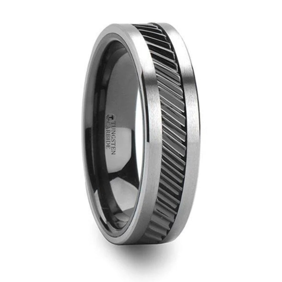 Gear Teeth Pattern Ceramic & Tungsten Ring 