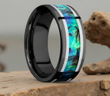 Zirconium Ring with Palladium Silver & Abalone Inlays 