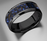 Mens Tiger Eye Ring – 8mm Zirconium & Blue Tiger Eye 