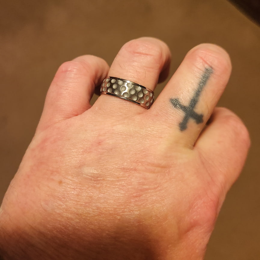 Golf Ball Pattern Ring - Titanium 8mm 
