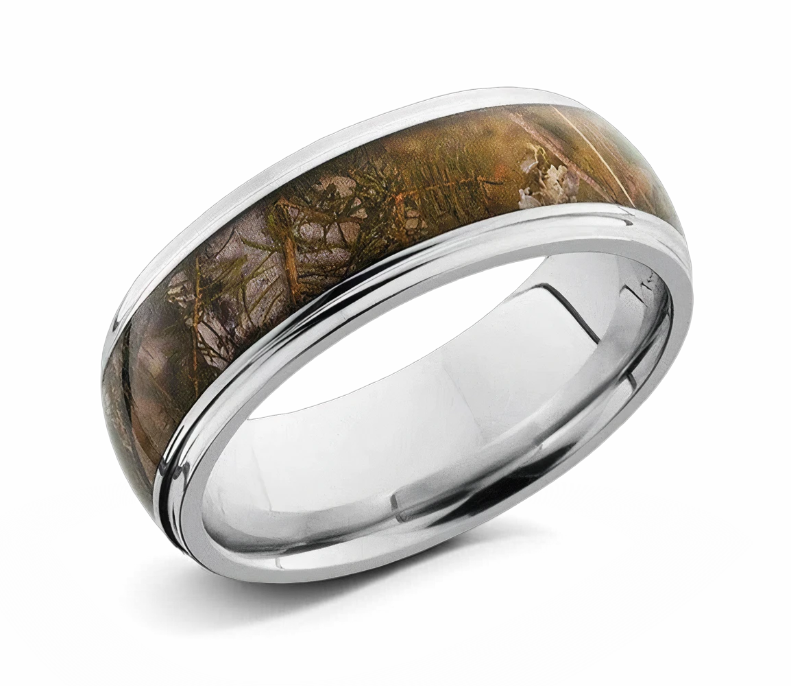 King's Mountain Camo Ring - 8mm Cobalt Domed 