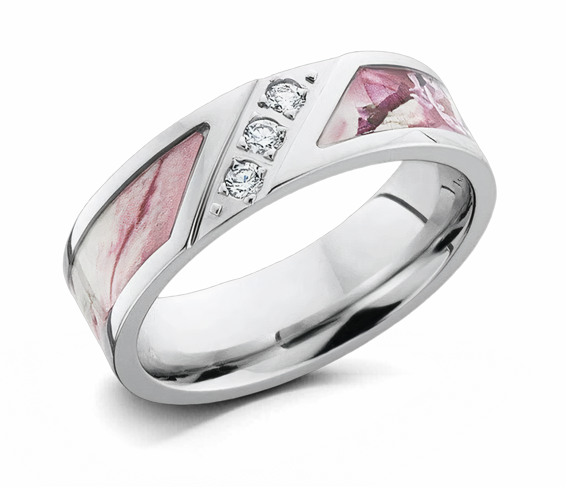 King's Camo Ring with 3 Diamonds - Pick Pattern 