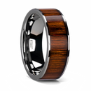 Rare Koa Wood Inlay Wedding Band - Flat Tungsten 