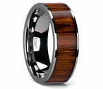 Rare Koa Wood Inlay Wedding Band - Flat Tungsten 