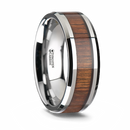 Koa Wood Inlay Ring - Beveled Tungsten 